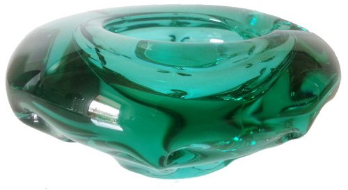 Oberstdorfer Glashütte Posacenere Decorativo, portacenere di Vetro colorato e soffiato a Mano in Colore Verde Trasparente Diametro Circa 11 Centimetri, Design
