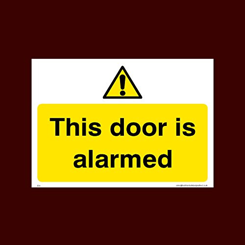 USSP&S This door is alarmed Sticker/Self Adhesive Sign (S54) - CCTV, Security, Warning, Alarmed, Surveillance, Camera, Dogs, Premises