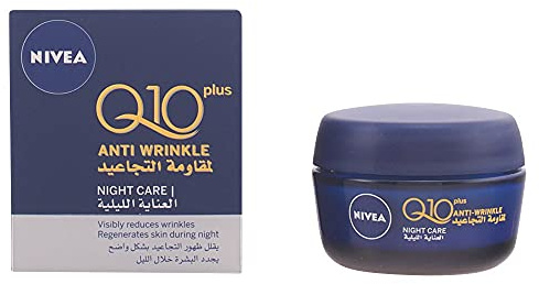 NIVEA Q10 Antiarrugas Power - Crema de Noche Regeneradora - Hidrata, Regenera, Reduce y Previene Arrugas - Q10 Puro, Creatina y Ácido Hialurónico - 2x Booster de Colágeno - Todo Tipo de Piel - 50 ml