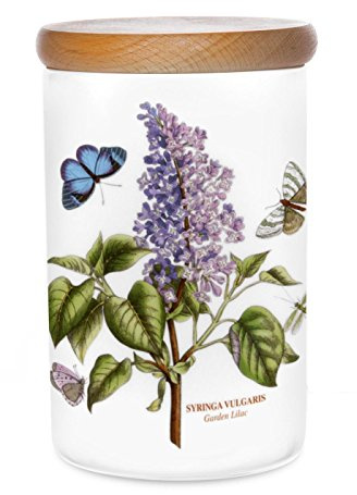 Portmeirion x Botanic Garden Storage Jar - Airtight Earthenware Jar, Garden Lilac Motif, Durable and Stylish, Suitable for Keeping Coffee, Tea, Sugar, or Snacks Fresh