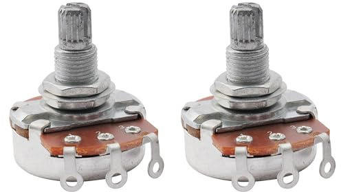Musiclily Basic A500K Metric Coarse 18-Spline Split Shaft Pots Audio Taper Potentiometers for Electric Guitar Bass (Set of 2)