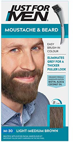 Just for men Moustache & Beard Light-Medium Brown Dye, Eliminates Grey for a Thicker & Fuller Look � M30