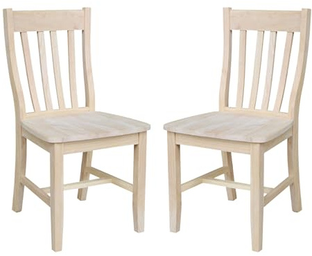 International Concepts Cafe Dining Chairs, Solid Parawood, Unfinished (Set of 2)
