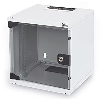 DIGITUS armadio di rete 10 pollici - 6U - montaggio a parete - HxLxP 330x312x300mm - carico massimo 30kg - profondità utile 240mm - grigio