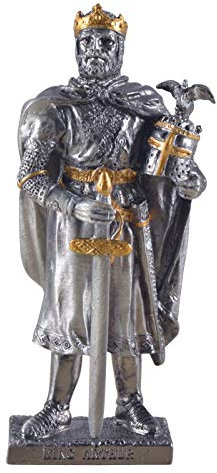 Veronese Zinnritter König Arthur mit Krone und Schwert 10 cm Figur Templer Deko Knight