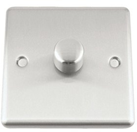 A5 Light Dimmer Switch 1 Gang 400W (Max) - Satin Brushed Chrome - Classic - 2 Way Push On/Off