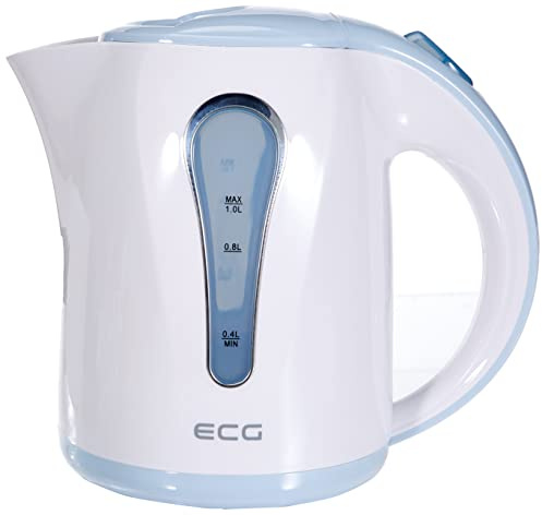 ECG RK 1022 Wasserkocher, Plastik, 1 L, Blau-weiß