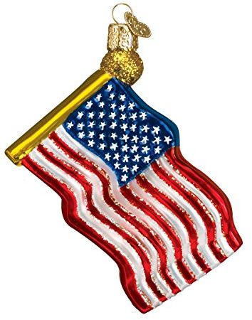 Old World Christmas Star-Spangled Banner Glass Blown Ornament for Christmas Tree, Handcrafted Holiday Decoration, USA Collection
