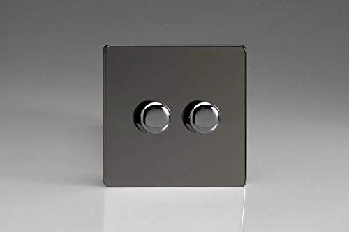 Varilight 2-Gang 2-Way V-Pro Push On/Off Rotary LED Dimmer 2 x 0-120W Iridium