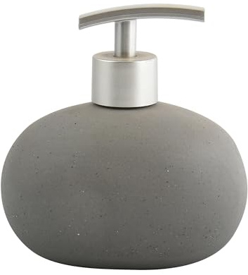 MSV Seifenspender aus Keramik, grau, Steinoptik, Bali, ABS/Steingut, dunkelgrau, Grey