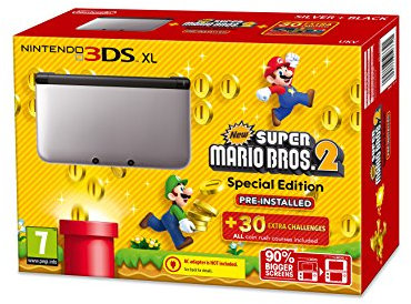 Nintendo Handheld Console 3DS XL - Silver and Black Limited Edition with New Super Mario Bros. 2