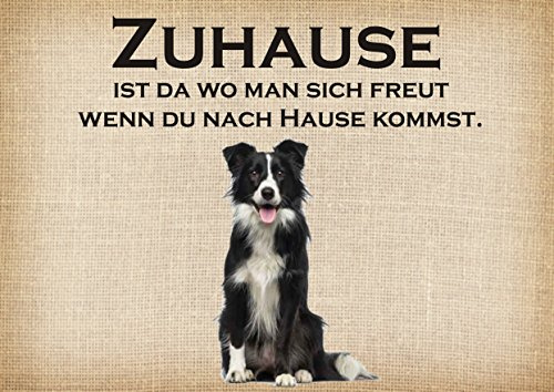 Crealuxe Fussmatte – “ Zuhause – Hundemotiv “ - 60x40 cm - Gummi Rückseite/rutschfest - Filzoberfläche - Bedruckte Türmatte - Innenmatte - Schmutzmatte