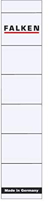 Original Falken 10er Pack Ordner-Rückenschild. Made in Germany. Etiketten 30 x 190 mm zum Einstecken für 5 cm schmale Ordner weiß