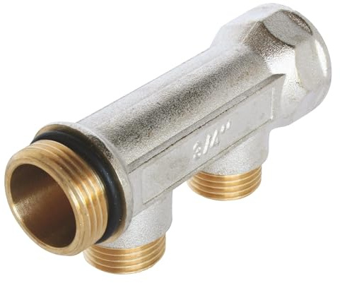 SOMATHERM FOR YOU - Sanitaria Collector, latón niquelado, macho-hembra 20/27, de auto-sellado y alineado, 2 junta plana plomo en Male 15/21