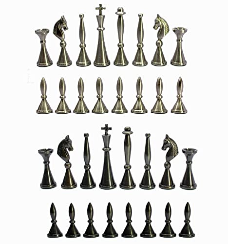 StonKraft Messing Schachfiguren Schachmünzen Spielfiguren Schachfiguren (Gold, 9,5 cm Französisch)