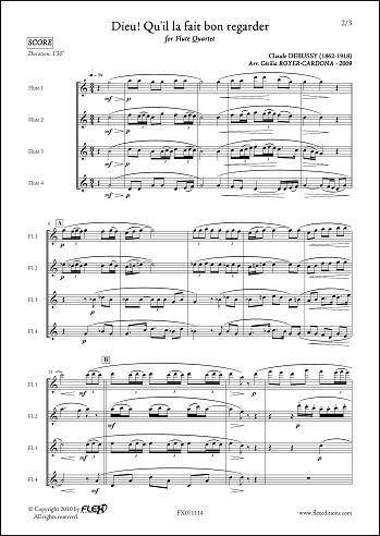 CLASSICAL SHEET MUSIC - Dieu! Qu'il la fait bon regarder - C. DEBUSSY - Flute Quartet