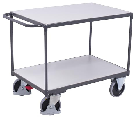 Schwerer ESD Tischwagen mit 2 Ladeflächen Traglast (kg): 500 Ladefläche: 1000 x 600 mm RAL 7024 Graphitgrau