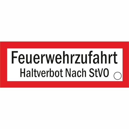 Indigos UG - Schild Feuerwehrzufahrt Haltverbot nach StVO Hinweischild, 59,40x21,00 cm - Warnung - Sicherheit - Hotel, Firma, Haus - Aluverbundplatte 3mm - Hinweisschild - Warnschild