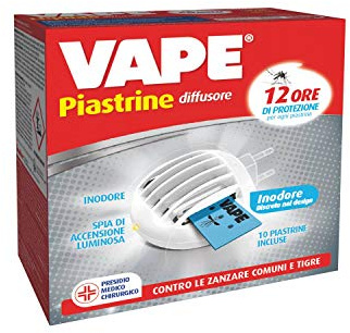 Vape Diffusore Elettrico, Spina Invisibile contro Zanzare, Durata 12 Ore, 10 Piastrine