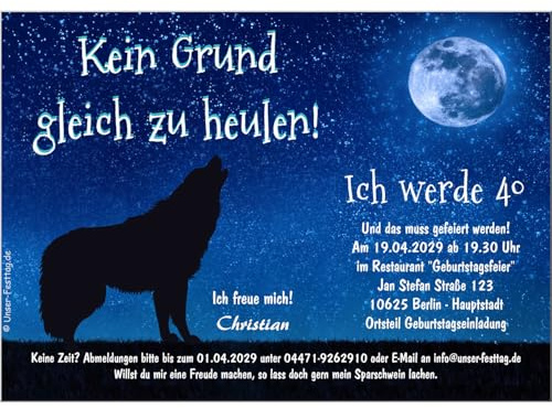 lustige Geburtstagseinladung mit Ihrem Wunschtext - jedes Alter möglich | witzig und originell zum 30. 40. 50. 60. Geburtstag, 30 Karten