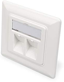 DIGITUS Scatola di giunzione per modulo Keystone - 2 porte - Uscita angolata a 45° - Con coperchio antipolvere - Bianco