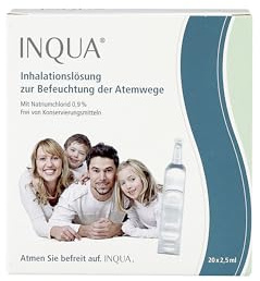 INQUA® Inhalationslösung - Kochsalzlösung mit 0,9% NaCl, 20 x 2.5 ml | Isotone Salzlösung zur Befeuchtung der Atemwege. Für alle Altersgruppen. Steril und ohne Konservierungsmittel.