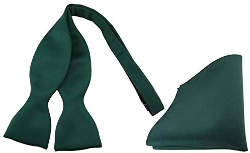 TigerTie schöne Satin Selbstbinder Fliege + Einstecktuch Uni einfarbig