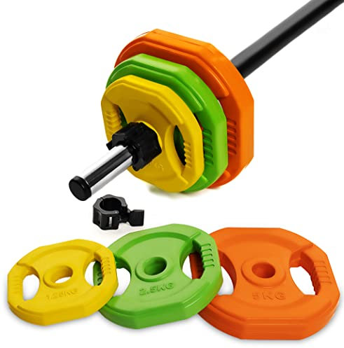 AmStaff Fitness Cardio Body Pump Langhantel-Set, verstellbare Hantelscheiben für Home & Gym Workout