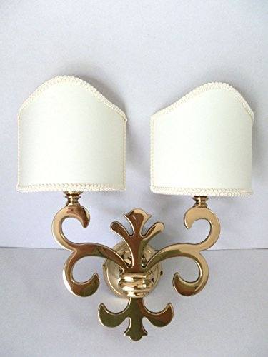 Applique in ottone lucido da parete MADE IN ITALY giglio Fiorentino due luci