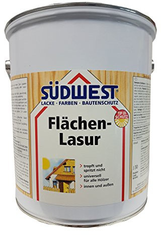 SÜDWEST Flächen-Lasur für innen und außen Wetterfest Farbton wählbar 5 Liter, Südwest :9551 Ebenholz
