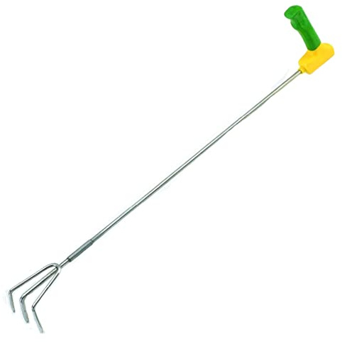 PETA Easi-Grip Long Reach Garden Cultivator - Stainless Steel 3 Prong Hand Rake - Heavy Duty Tool for Home Gardening - Ergonomic Grip to Increase Power and Reduce Strain - Perfect for Tilling Soil, Weeding, and Aerating