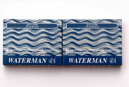 Waterman - 2 Etuis mit 8 Großraum-Tintenpatronen schwarzblau