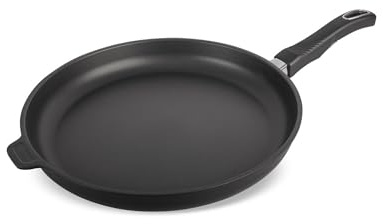 Original Gundel GUSS-BRATPFANNE INDUKTION flach, Ø 32 cm, Höhe 4,5 cm, BIOTAN-Oberfläche, PFOA-frei, Akku-Therm Boden - abnehmbarer Designer-Stiel