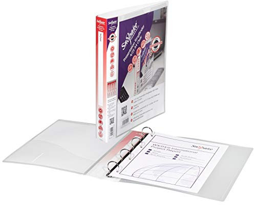 Snopake 13368S Präsentations-Ringbuch, A4, 4 D-Ring-Mechanik, 25 mm, transparent