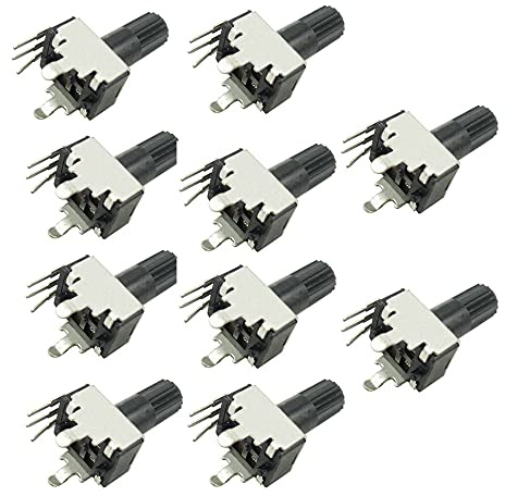Aihasd 10pcs RV09 Type Vertical Adjustable Potenciómetro Resistance 10K