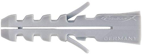 fischer Spreizdübel S 4, Dübel mit 2-fach-Spreizung zum Befestigen von Bildern, Briefkästen, Leuchten, uvm. in Beton, Vollziegel und Naturstein, 200 Stück