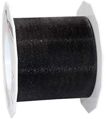 C.E. PATTBERG SHEER Nastro organza color nero, nastro chiffon per pacchi regalo, lungh. 25 m, largh. 72 mm, nastro largo per incartare regali, decorare, bricolage, nastri decorativi tessuto