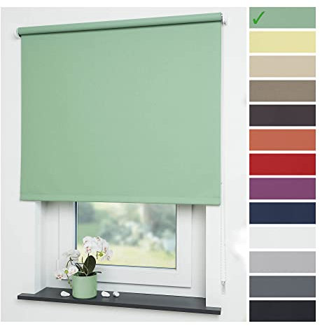 Liedeco® Rollo, Fenster Rollo, Kettenzug-Rollo / 122 x 180 cm (Breite x Höhe), blattgrün/Verdunkelnd, Abdunkelnd, Blickdicht/viele Farben, Größen und Typen/Breiten 60-200 cm