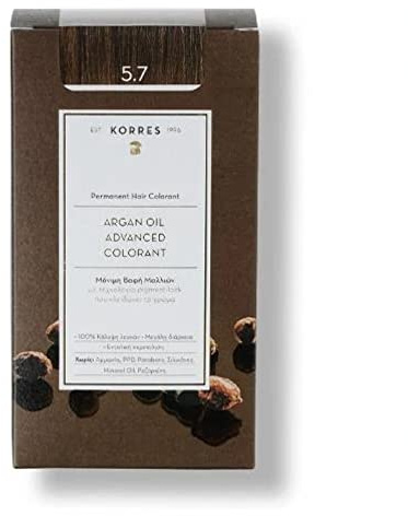 KORRES Argan Oil Colorant – ammoniakfreie Haarfarbe Schokobraun hell 5.7 – 100% Grauhaarabdeckung & vegan für ein langanhaltendes Farbergebnis