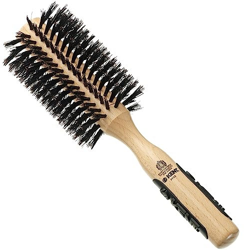 Kent Brushes Perfect For Volumising 60mm Bristle Nylon Mix Round Brush - PF03, Ideal For Curling and Adding Volume To Medium To Long Hair, Beechwood Round Brush