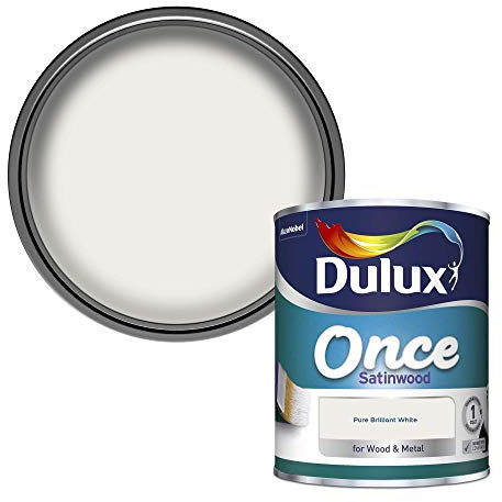 Dulux Once Satinwood Paint For Wood And Metal - Pure Brilliant White 750 ml