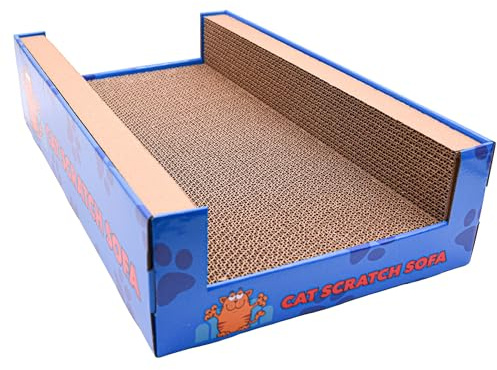PetzTrendz Cat Scratching Bed Corrugated Cardboard Scratcher Luxury Pet Lounge Sofa Indoor Cats Scratch Pad Double-Sided Usability with Catnip (Cat Sofa Bed)