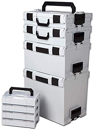 Stapelbare Aufbewahrungsbox L-BOXX grau | Größen 102 bis 374 | mit 4 LBOXX Mini​