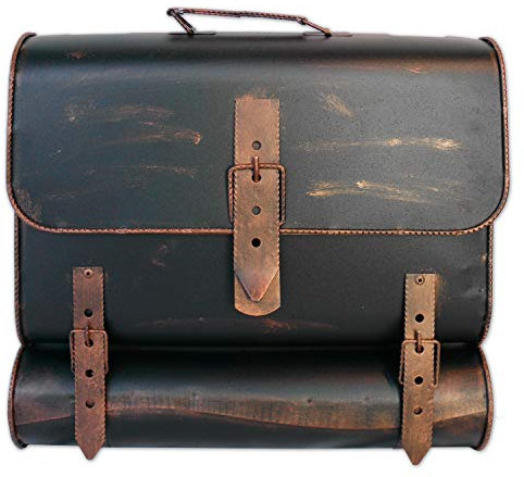 Boîte aux Lettres „Antique“ PIÈCE Unique, Travail Manuel, sous la Forme d‘Un Cartable, Porte-journaux intégré, Couleur cuivre