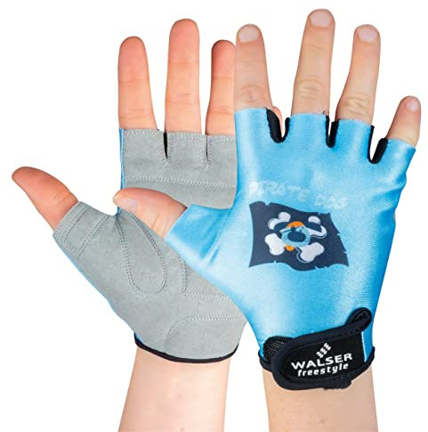 Fahrradhandschuhe Kiddy, rutschfeste Fahrradhandschuhe mit Klettverschluss und Polsterung für Kinder, Unisex, Halbfinger für Radsport Gr. XXS, Hellblau