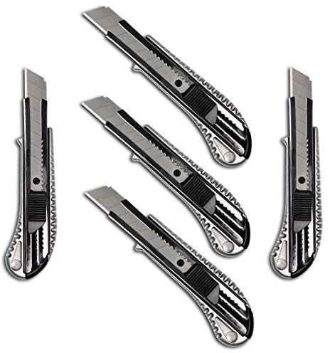 Taglierino in alluminio pressofuso con lama da 18 mm, per tagliare tappeti e per altri usi, Argento