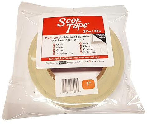 Scor-Tape 1 Double-Sided Adhesive Tape, 27 Yards, Acid-Free, Ultra-Thin, Perfect for Card Making, Scrapbooking & Paper Crafts, Single Roll