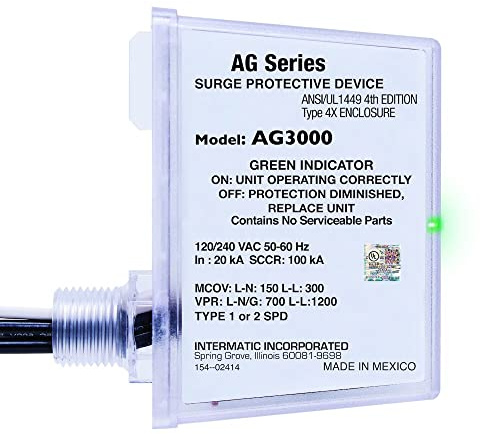 Intermatic AG3000 120/240 VAC Universal HVAC Surge Protective Device - Advanced Surge Protection, TPMOV Tech, Watertight Enclosure - UL Listed for Reliable Safety