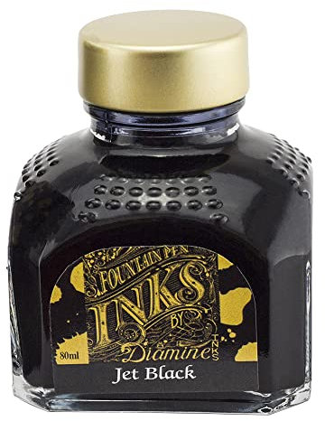 Diamine 80ml Jet Black Fountain Pen Ink Bottle