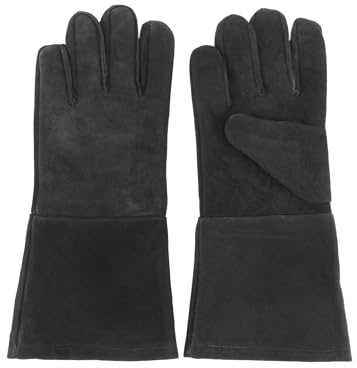 Battle-Merchant Stulpenhandschuh aus Wildleder, Schwarz, Größe M (8) | Fechthandschuhe, Ritterhandschuhe, Mittelalter, LARP, Reenactment, Schaukampf, Fantasy Cosplay